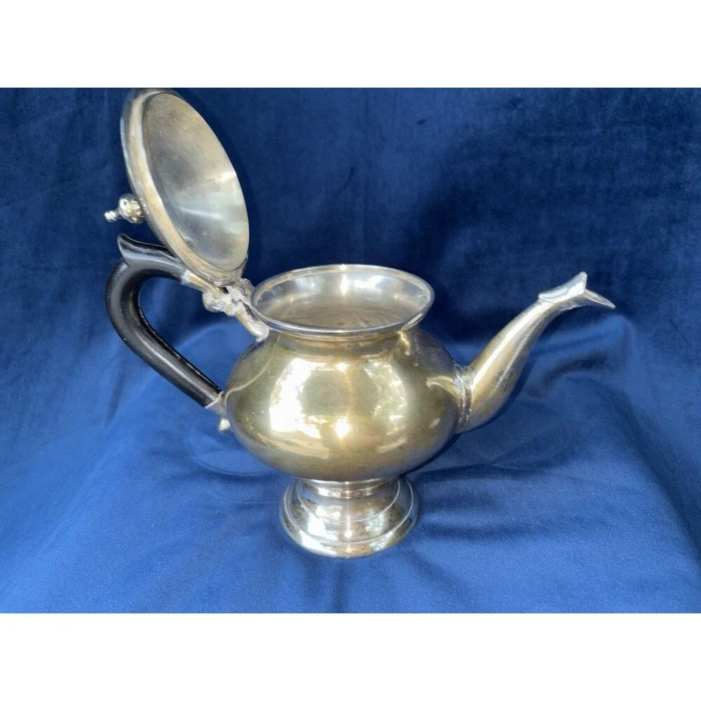 3-Piece Silverplate Tea/Coffee Set Teapot Coffee Pot Lidded Sugar Bowl Black